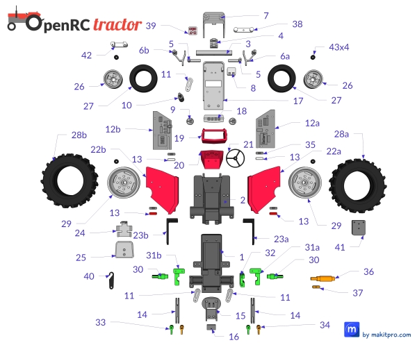 3D打印组装玩具OpenRC拖拉机带组装图纸 游戏&玩具类模型 第5张