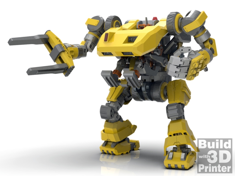 3D打印装载机机器人STL模型下载已分色配合P-01可驾乘 游戏&玩具类模型 第2张