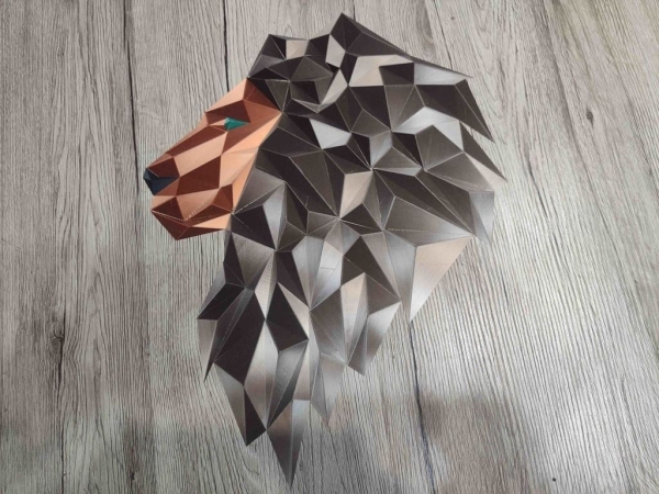 3D打印【墙壁装饰挂件】几何狮拼装-STL模型下载 家居&收纳类模型 第1张