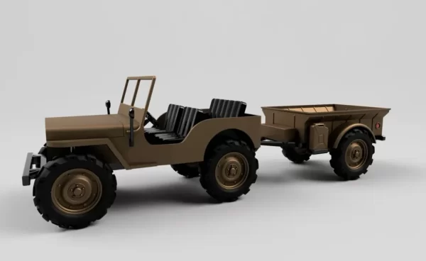 3D打印威利斯军用吉普带挂车STL模型下载 游戏&玩具类模型 第4张